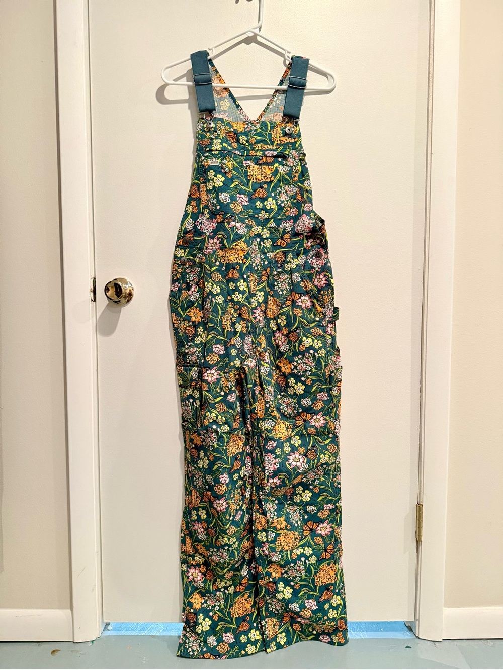Duluth Trading Co. Heirloom Gardening Overalls in Green Monarch Butterfly - Picture 2 of 5
